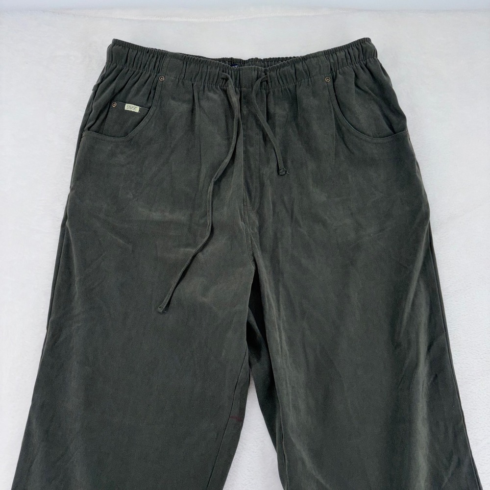 Blassport Womens Elastic Waist Drawstring Stretch Pants Dark Olive Green Size 16